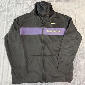 Mens Black University of Washington Nike Zip Hoodie Large UW